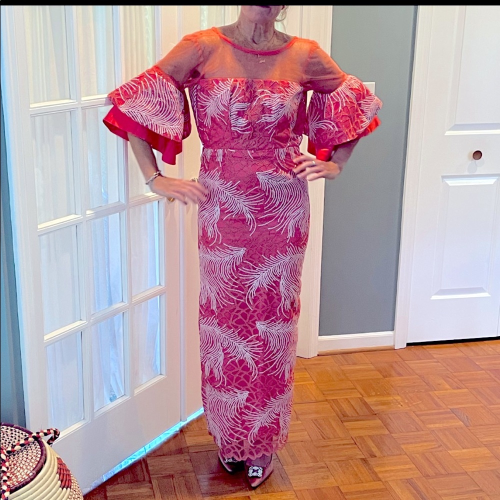 Custom‎ handmade tailored coral taffeta cocktail dress EUC XS